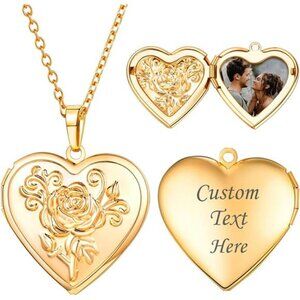 Personalized Picture Necklaces for Women Girls, Platinum/Gold Plated